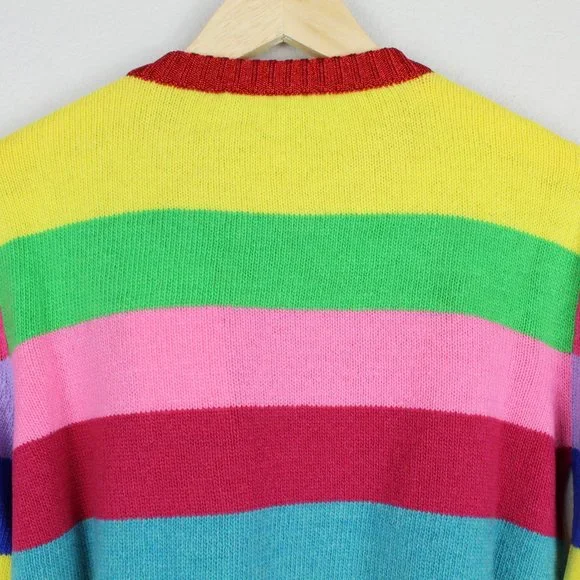 NWT Gucci Stripe Sequin Embroidered Wool Sweater, Small, Tiger “Loved” Appliqué - Picture 15 of 16